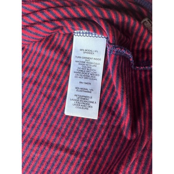 Vineyard Vines Long Sleeve Red Blue Striped Women Shirt size M Soft stretch crew - Picture 8 of 11